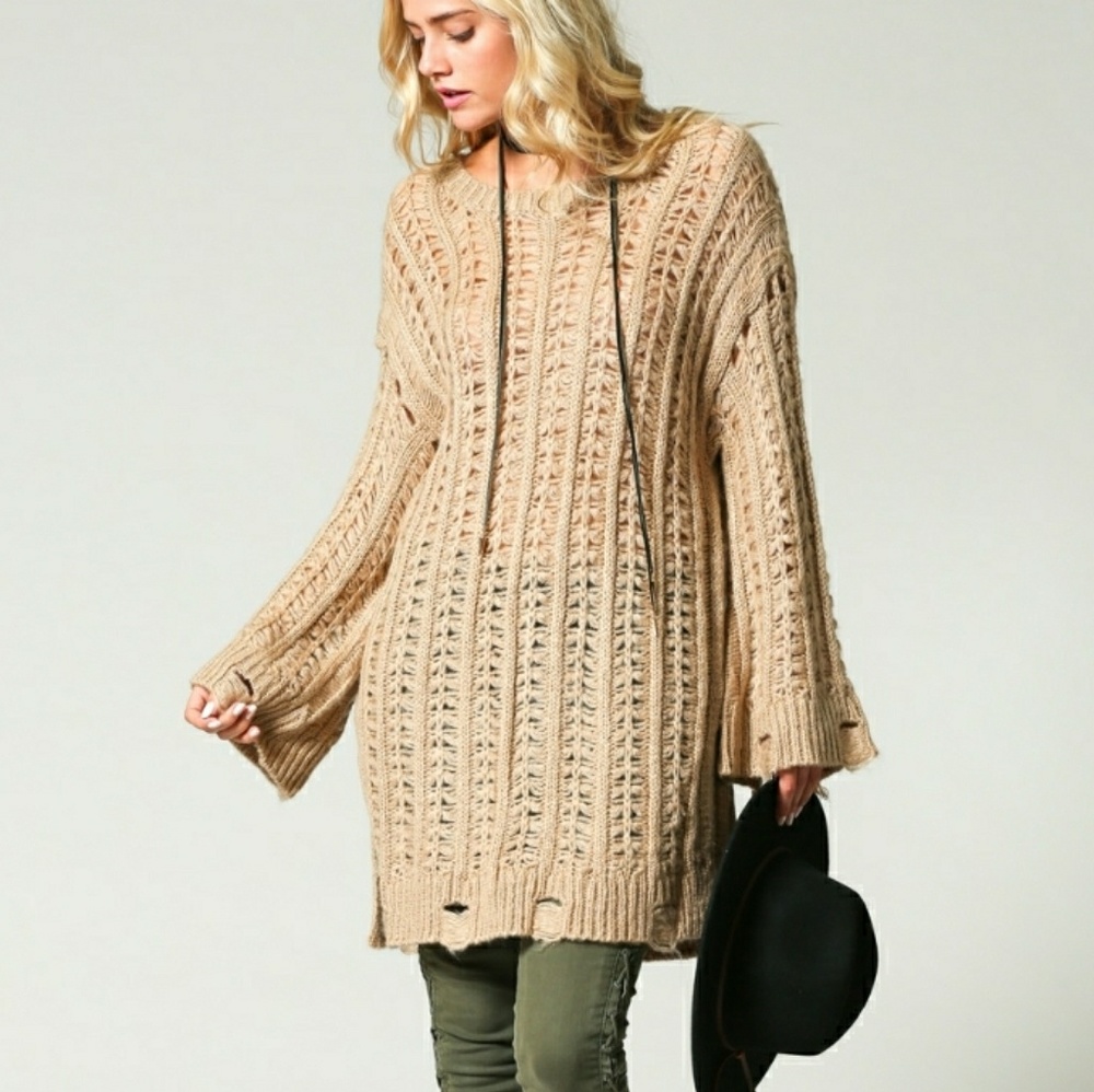 🔥SALE!🔥🍁NEW🍁KYE MI💥DISTRESSED SWEATER TUNIC💥